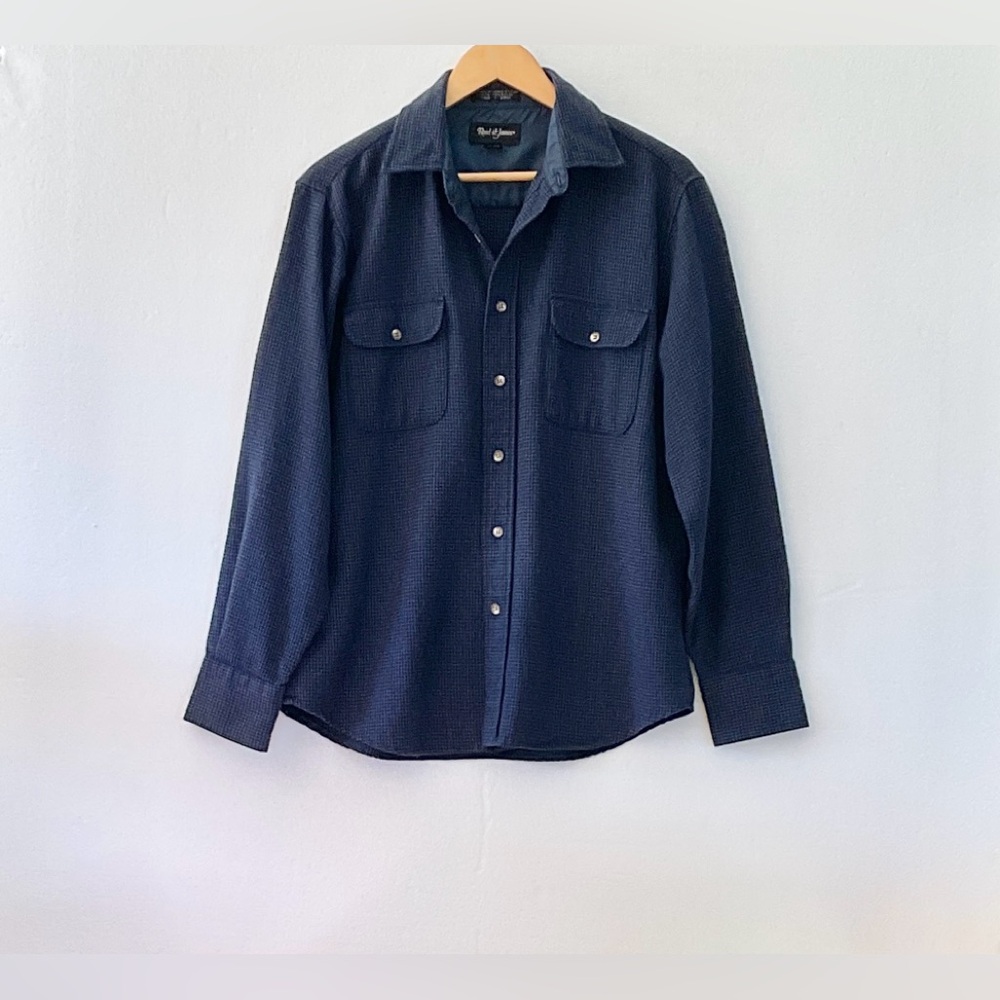 Reed st James Med men’s Vtg shirt wool blend long sleeve collared front pockets